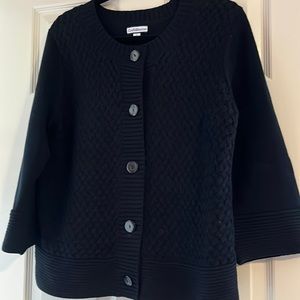 Croft & Barrow Black Button Front Quarter Sleeve Cardigan Large